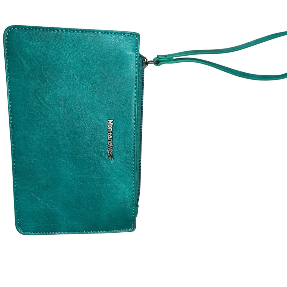 Montana West Turquoise Tote with Leopard Accent with concealed carry pocket - Picture 10 of 11